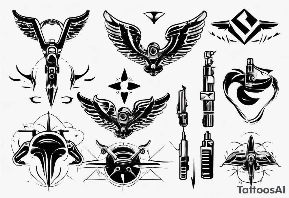 skydiving, shooting guns tattoo idea