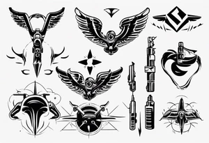 skydiving, shooting guns tattoo idea