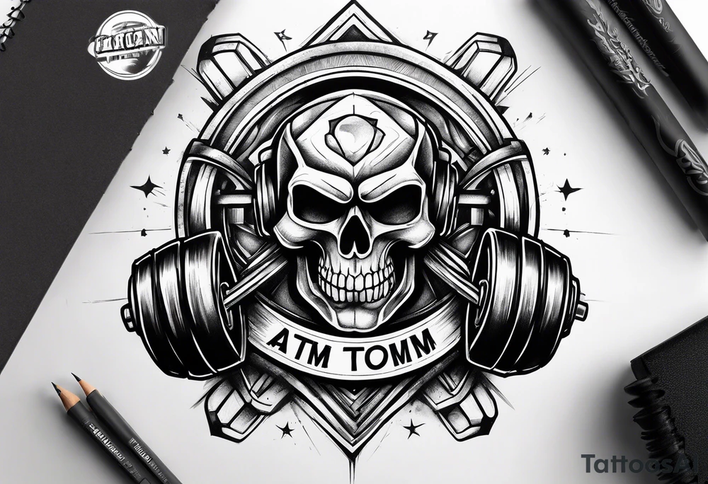 Gym with name ATOM, workout place tattoo idea