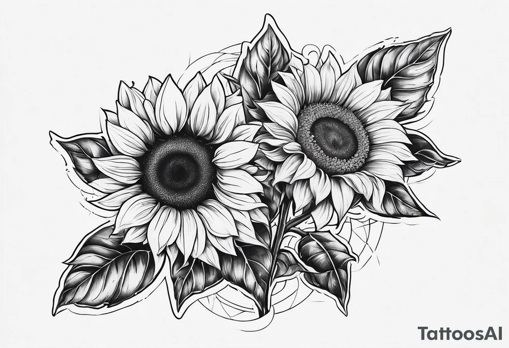 band tattoo with two sunflowers on it tattoo idea