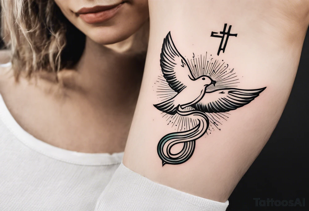 Snake and dove arm tattoo with bible verse Matthew 10:16 included tattoo idea