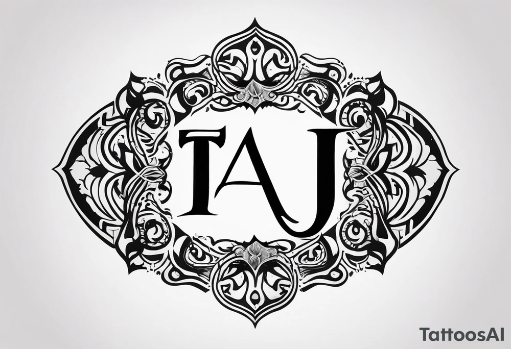 unique symbol with the letters T, A, J, W, D tattoo idea