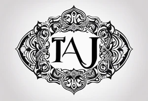 unique symbol with the letters T, A, J, W, D tattoo idea