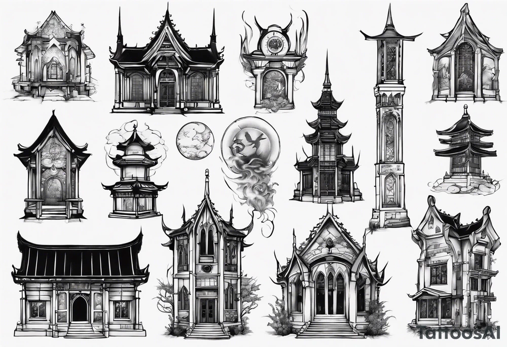 Gothic building tattoo idea
