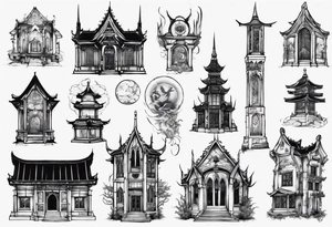 Gothic building tattoo idea