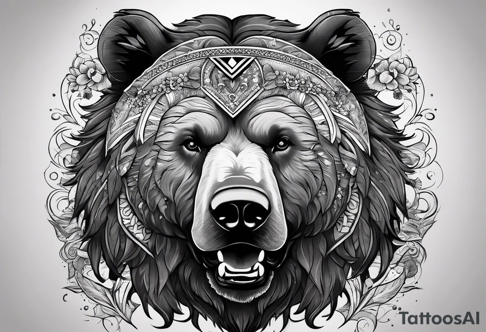 Touro e urso, com uma seta de mercados financeiros a passar entre eles que se transforma numa mão tattoo idea
