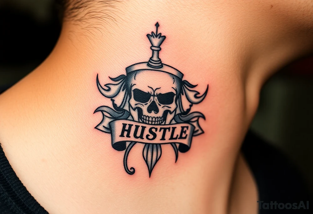 Rolls royce with the word hustler and a skull money girls and drugs tattoo idea
