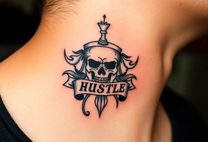 Rolls royce with the word hustler and a skull money girls and drugs tattoo idea
