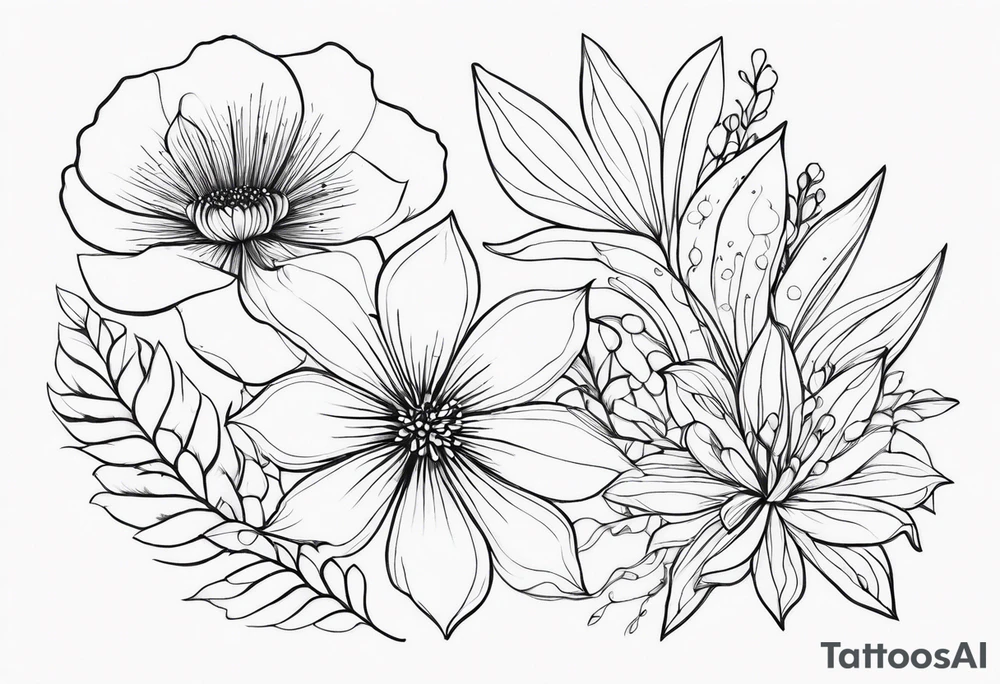 ocean flowers tattoo idea
