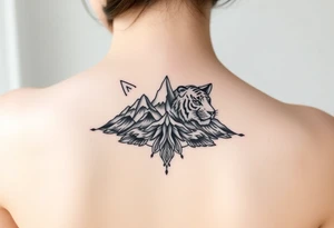 Tiger with mountains tattoo idea