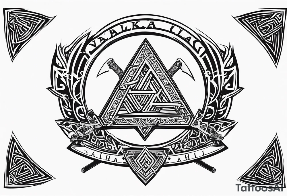 Valhalla valknut shield axe sword tattoo idea