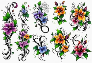 nature, flowers, vines tattoo idea
