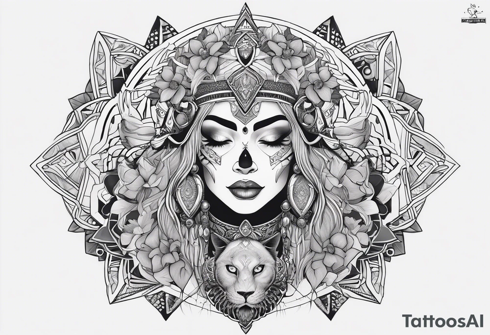 kali ma, alien goddess, valkrye, aries, pirate, divine feminine, zenza resonance, pachamama, lotus azul, blank panther, eagle, skull, 5D, nueva gaya, dna 12 tattoo idea
