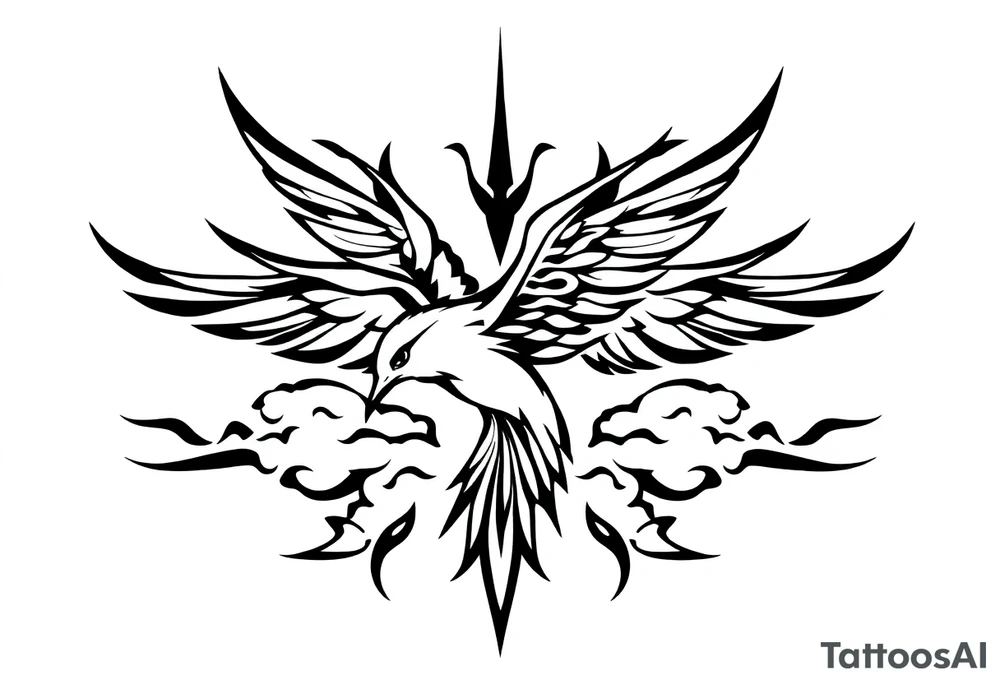 Birds flying in clouds tattoo idea