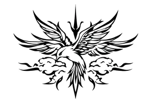 Birds flying in clouds tattoo idea