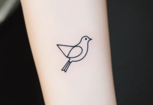 A minimalistic outline of a collared dove, with geometric lines forming its shape in muted gray and white, offering a clean and modern look tattoo idea