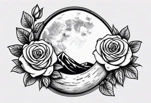 Moon with a rose wrapped around tattoo idea