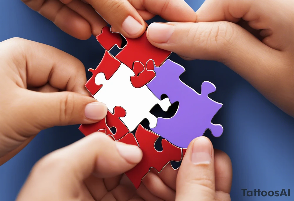 Interlocking Puzzle Pieces
   Concept: Two outlined puzzle pieces that are interlocking or fit together perfectly, symbolizing how you and your sister were connected. One of the puzzle pieces could have the small, filled-in heart inside it.
   Text: “To my favorite sister” could be placed underneath or along the curve of your ankle, maintaining your sister’s handwriting. You could position the text so it wraps slightly around the interlocking pieces. tattoo idea