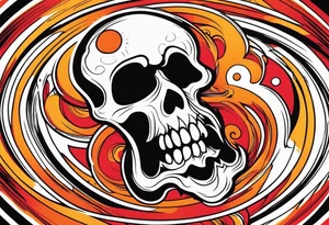 Ghost of skull that is red and orange tattoo idea