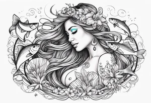 Pisces summer beach mother love tattoo idea