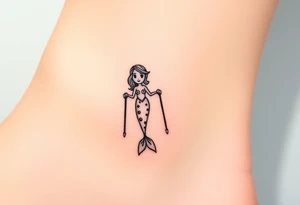 Mermaid with crutches tattoo idea