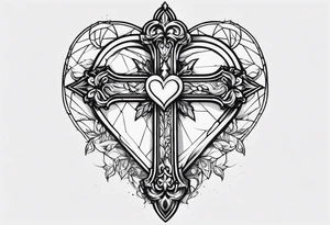 I want a cross with a pearcing sword through a broken heart tattoo idea