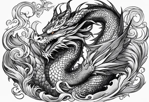 dragon, strength, pisces, water, instinct, phoenix tattoo idea