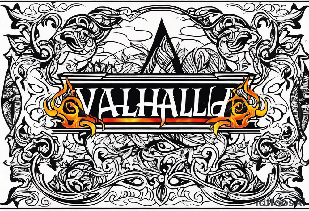 valhalla funeral on fire tattoo idea