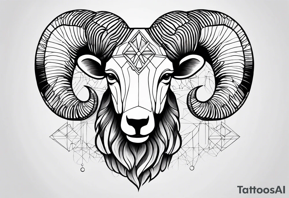 Aries geometric ram with constellation tattoo idea