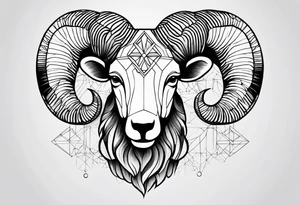 Aries geometric ram with constellation tattoo idea