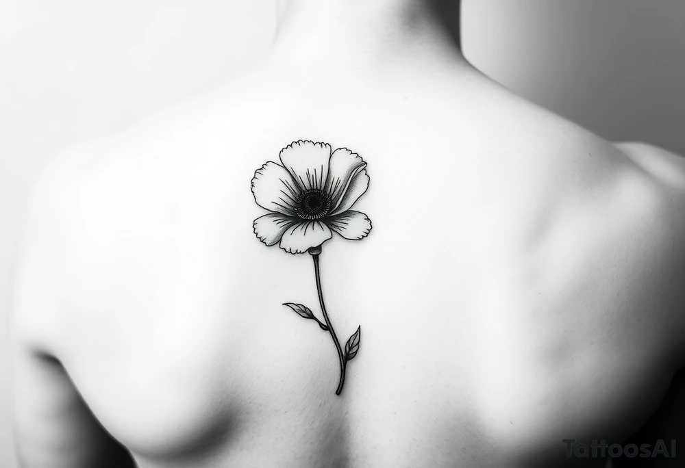 Poppy flower small fine line spine tattoo tattoo idea