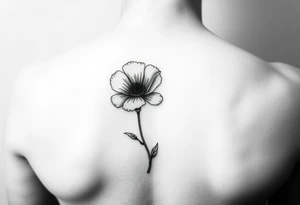 Poppy flower small fine line spine tattoo tattoo idea