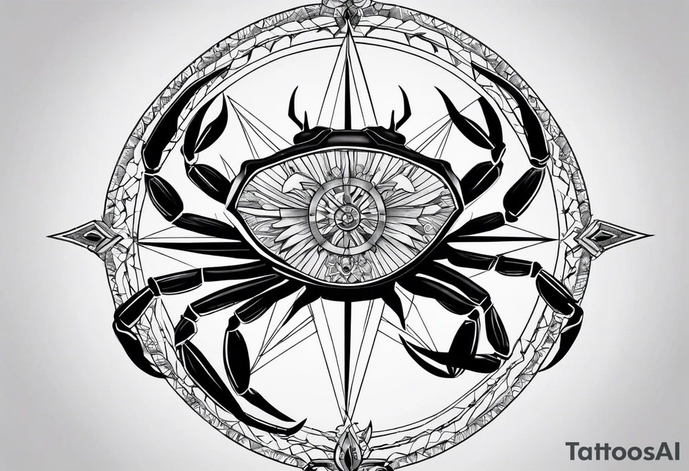 Crab Compass Arrow tattoo idea