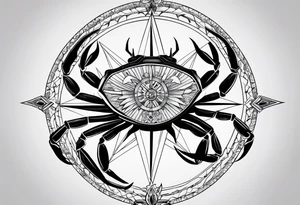 Crab Compass Arrow tattoo idea