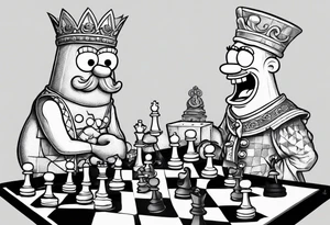 SpongeBob playing chess against Marcus Aurelius tattoo idea