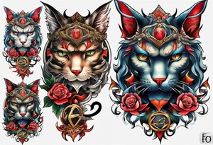Calf tattoo of a devil cat tattoo idea