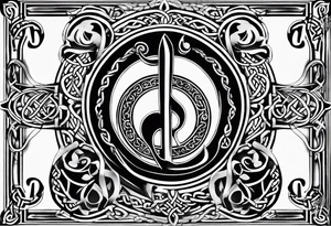 Celtic styling, anchor, bass clef note, treble clef note, dog paw print, half sleeve, forearm tattoo idea