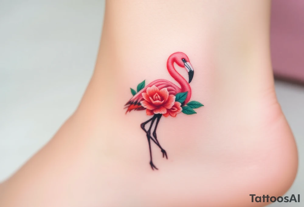 Flamingo made of flower tattoo idea