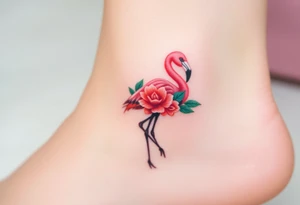 Flamingo made of flower tattoo idea