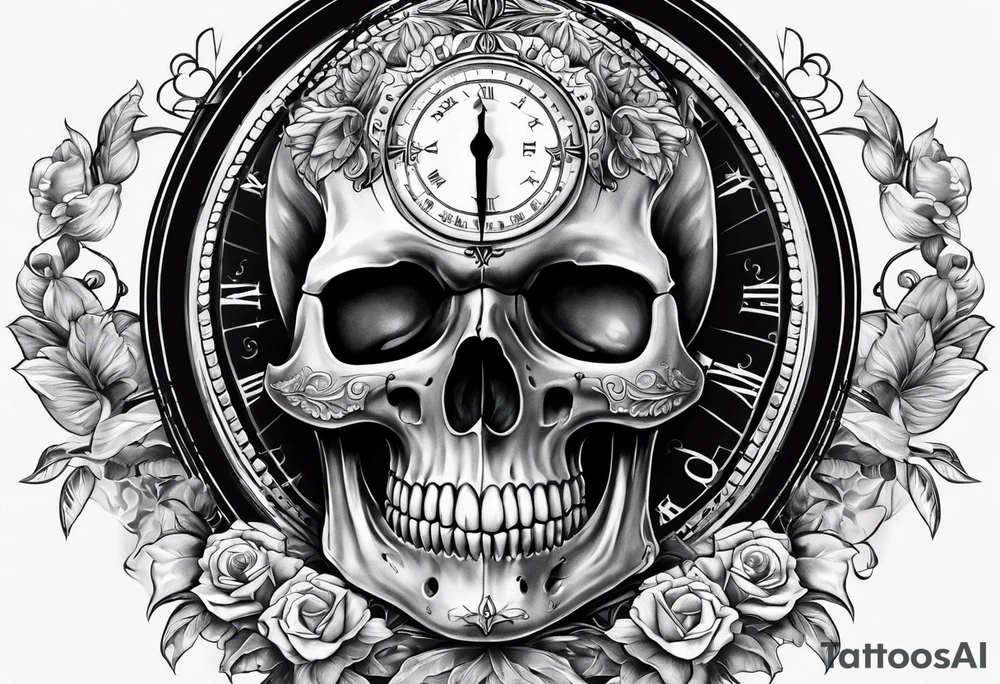 Skull, hourglass, compass tattoo idea