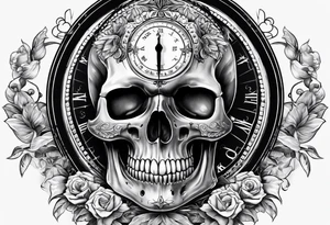 Skull, hourglass, compass tattoo idea