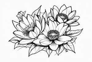 waterlily and morning glory boquet tattoo idea