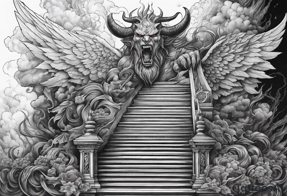 Satan fallen down on the stairway to heaven tattoo idea