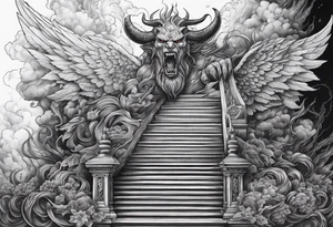 Satan fallen down on the stairway to heaven tattoo idea