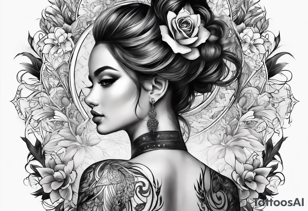 Full Back tattoo covering the whole back woman on canvas tattoo idea