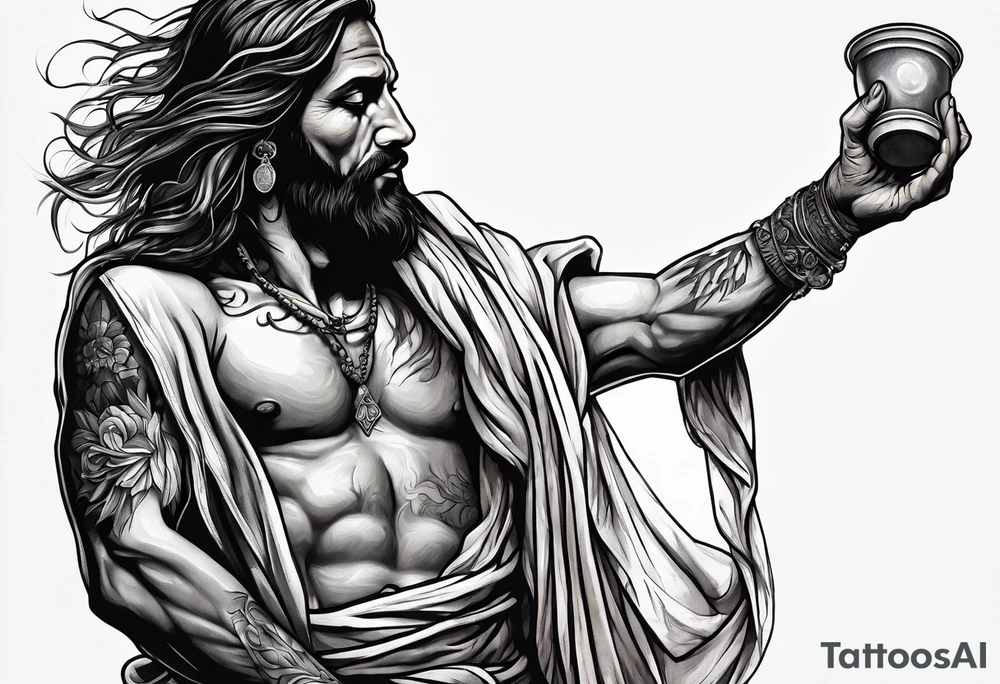 beggar reaching for Jesus Christ tattoo idea