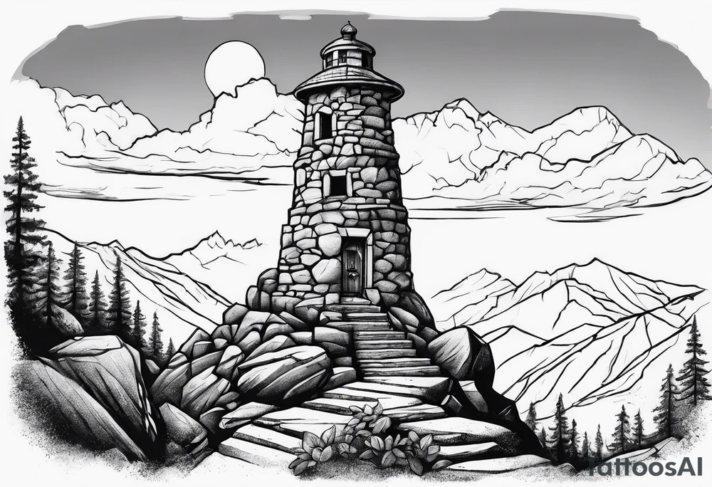 Hiking Rock tower tattoo idea