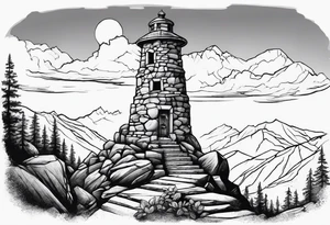 Hiking Rock tower tattoo idea