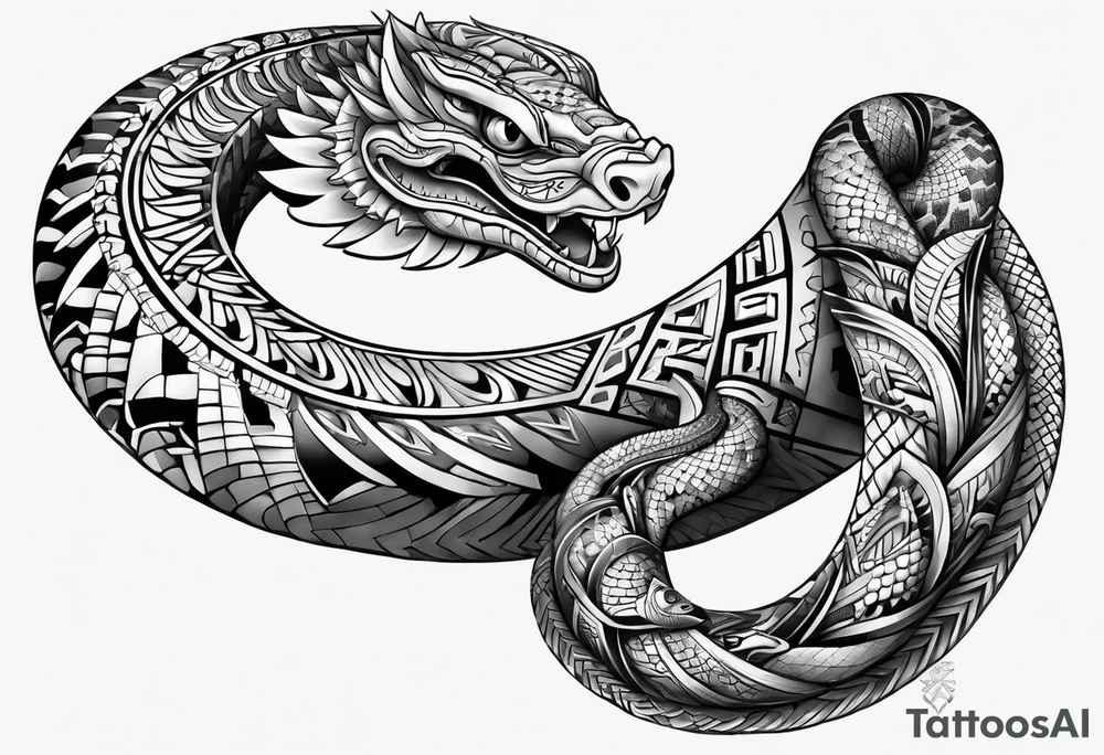 aztec snake sleeve tattoo idea