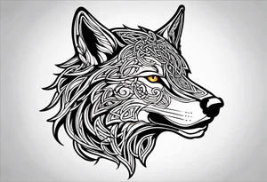 Celtic wolf side face tattoo idea
